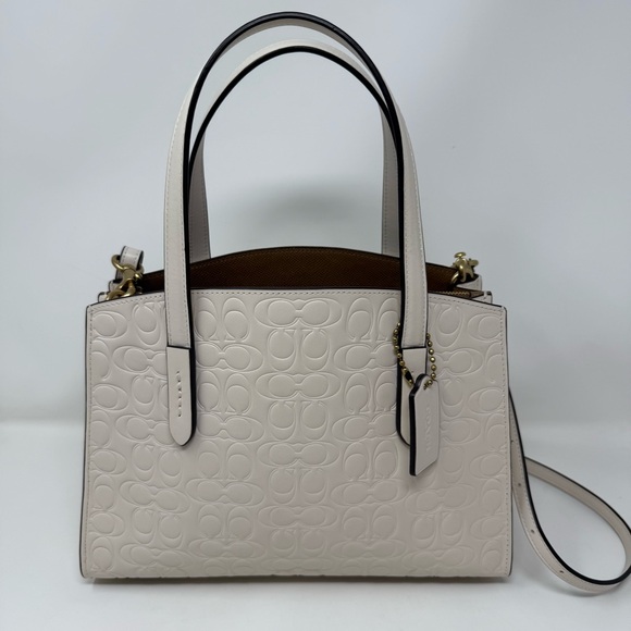 Coach Charlie Carryall 28 Signature Deboss Chalk Satchel Handbag - Picture 1 of 8